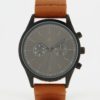 Black watch with leather band