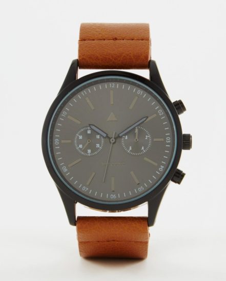 Black watch with leather band