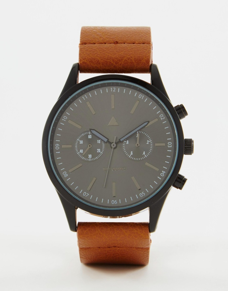 Black watch with leather band