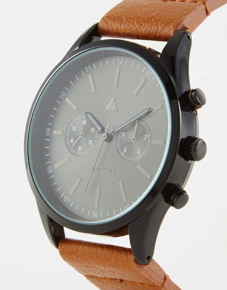 Black watch with leather band - Image 2