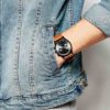 Black watch with leather band - Image 3